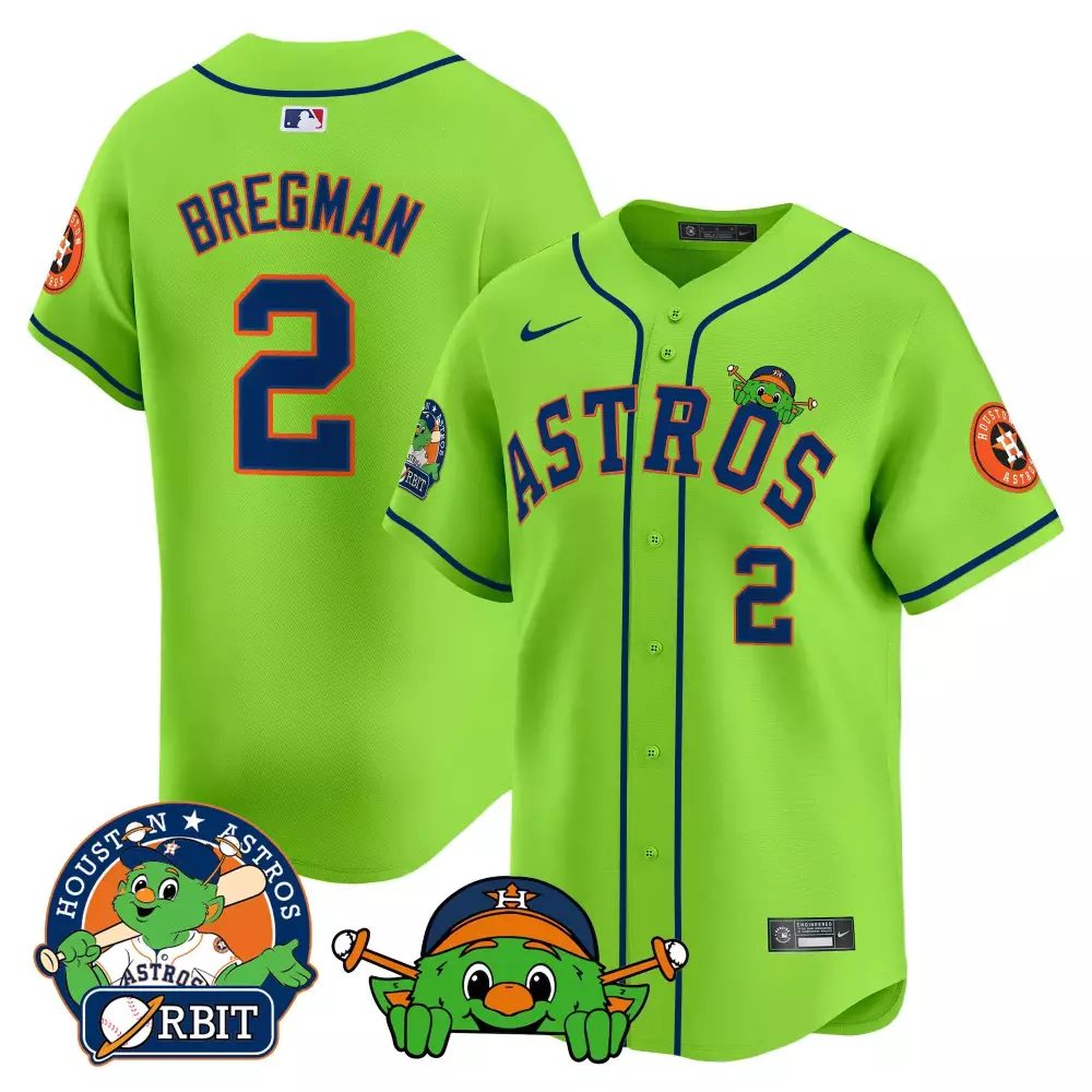Alex Bregman 2 Houston Astros Jersey Lime Green Orbit's Space City Orbit Mascot Team