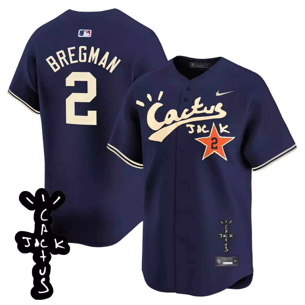 Alex Bregman 2 Houston Astros Jersey Navy Cactus Jack Men Cream Orange Vapor Premier