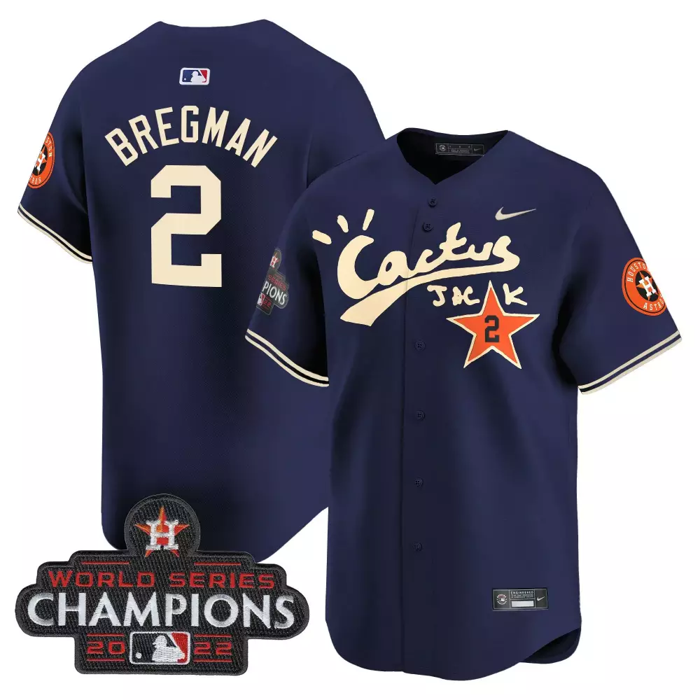 Alex Bregman 2 Houston Astros Jersey Navy Blue Cactus Jack World Series Champions 2022