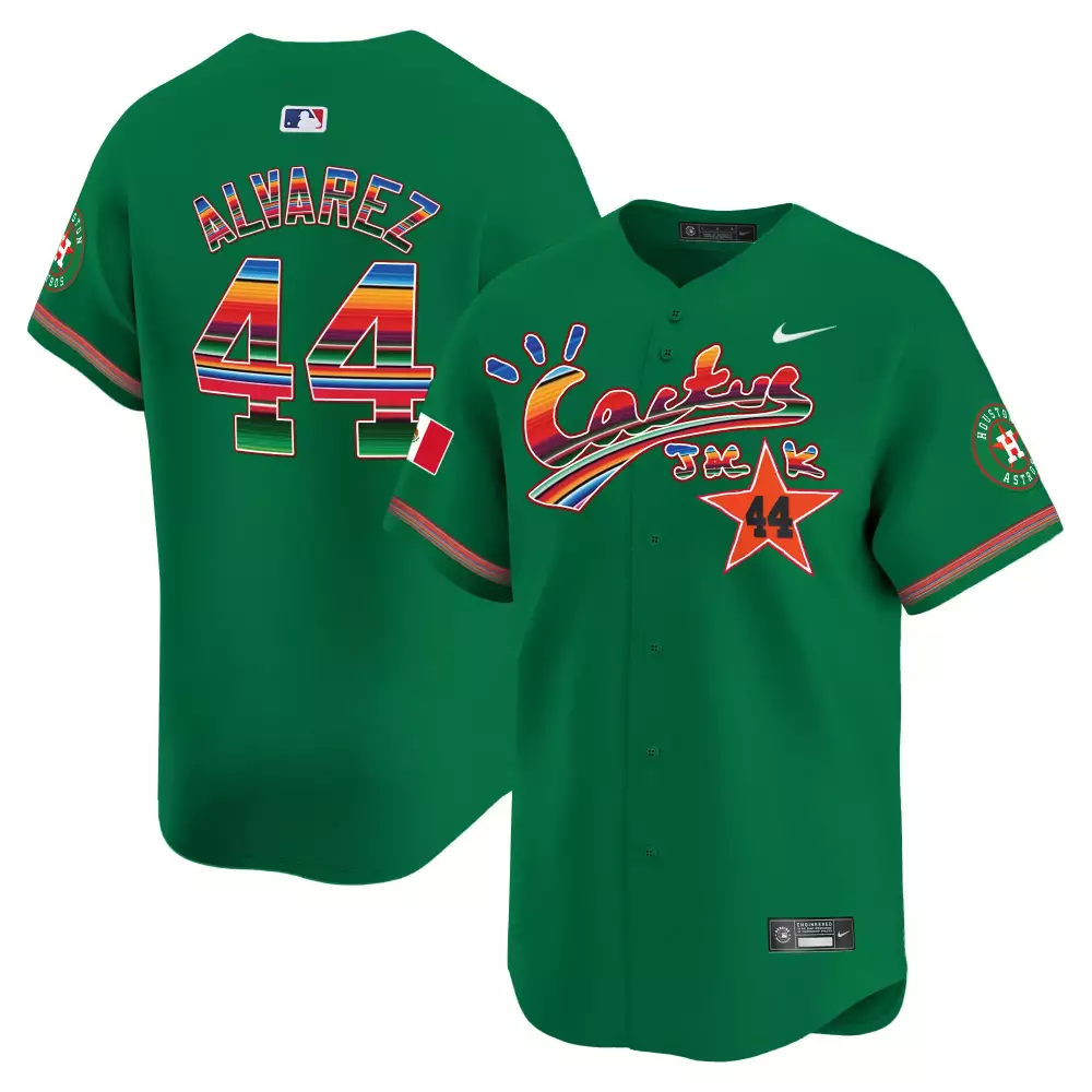 Yordan Alvarez 44 Houston Astros Jersey Green Cactus Jack Mexico Flag 2023 Men Custom Design