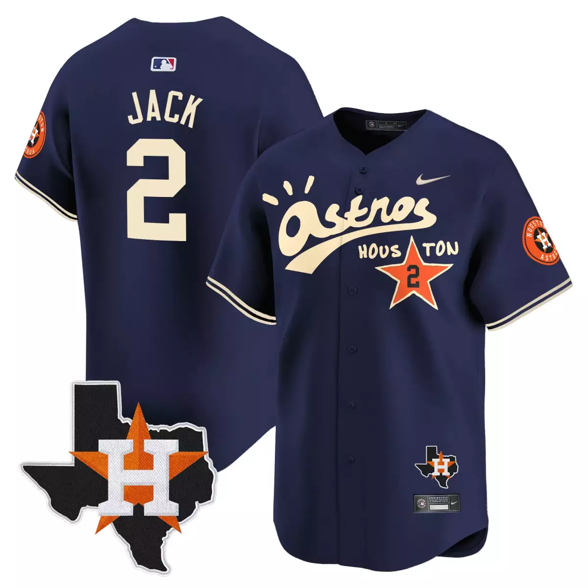 Jack Cactus 2 Astros Jersey Navy City Connect Houston Star 'h' Texas Men Cream Orange