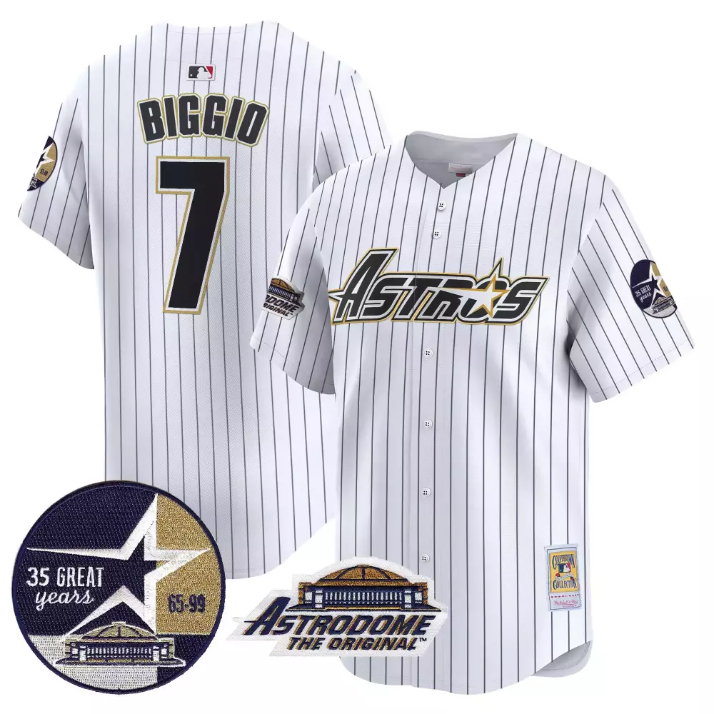 Craig Biggio 7 Astros Jersey White Astrodome Original 35 Great Years 65-99 Men Split Design