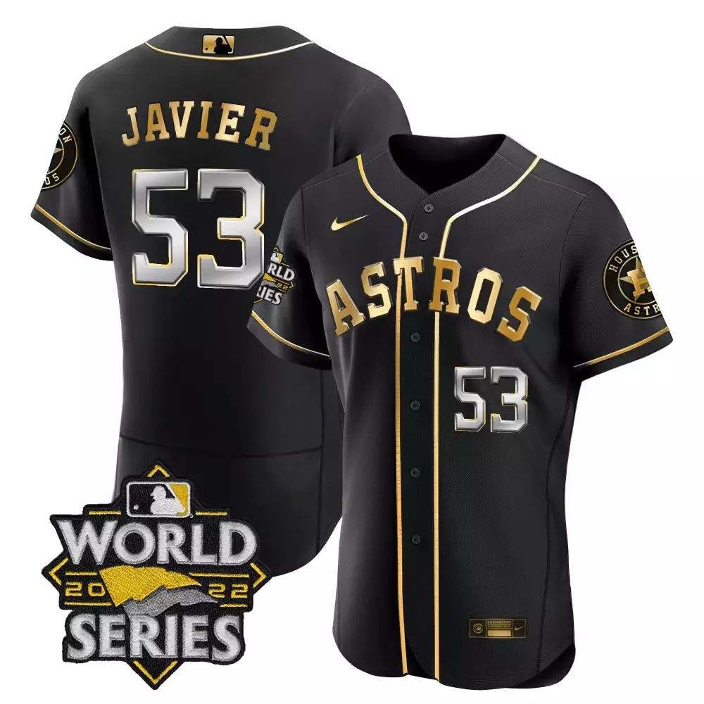 Cristian Javier 53 Astros Jersey Black World Series 2022 Men Gold Silver Flex All