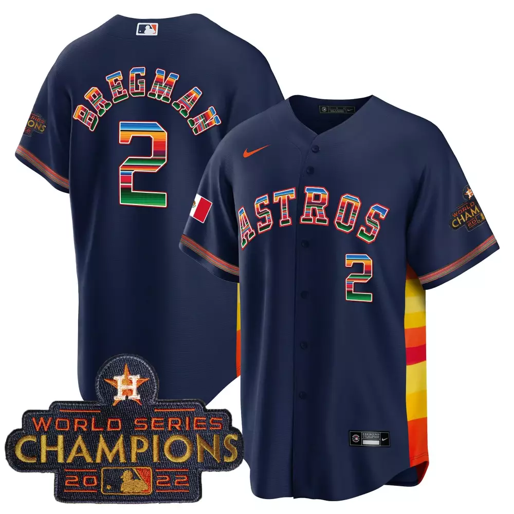 Alex Bregman 2 Astros Jersey Navy City Connect World Series Champions 2022 Men Split Design