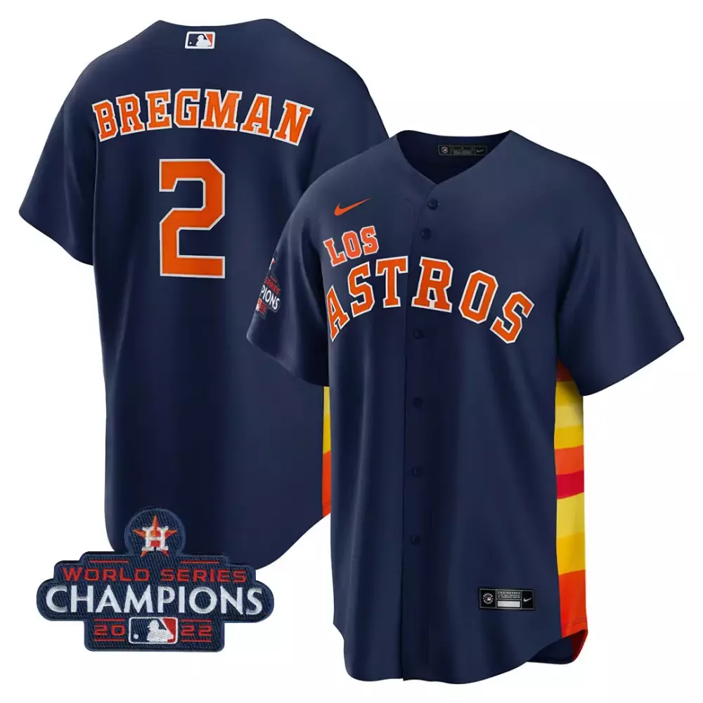 Alex Bregman 2 Houston Astros Jersey Navy World Series Champions 2022 Men Alternate