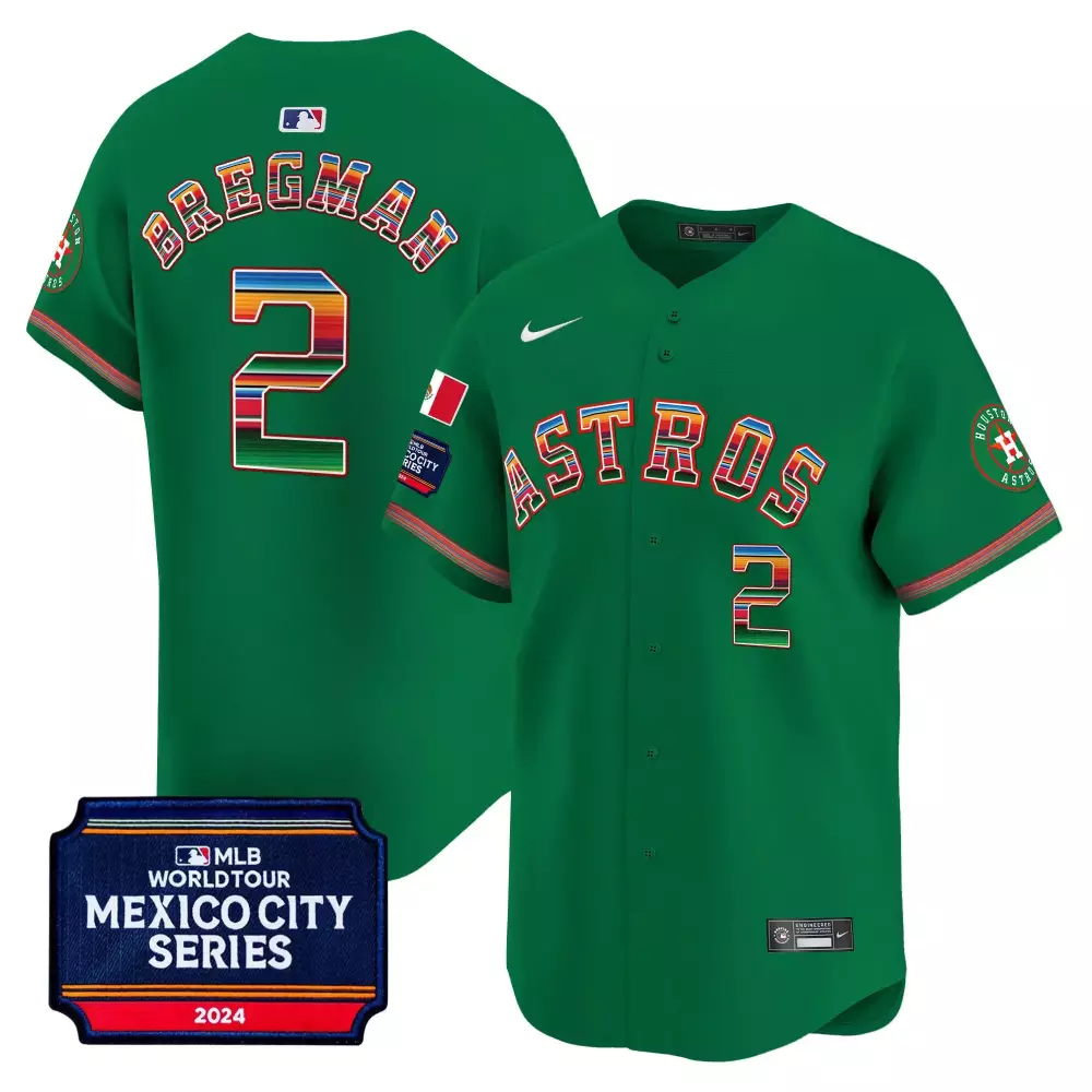 Alex Bregman 2 Astros Jersey Green Mexico City Series 2024 Men Player Custom Design