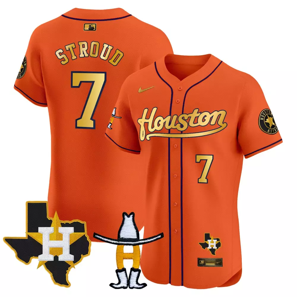 Cj Stroud 7 Houston Astros Jersey Orange City Connect Texas 2024 Men Alternate Navy