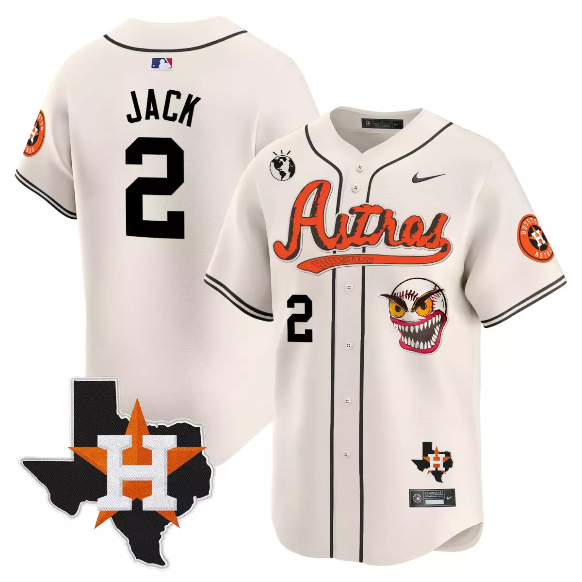 Jack Cactus 2 Astros Jersey White City Connect Texas State Houston Men Alternate
