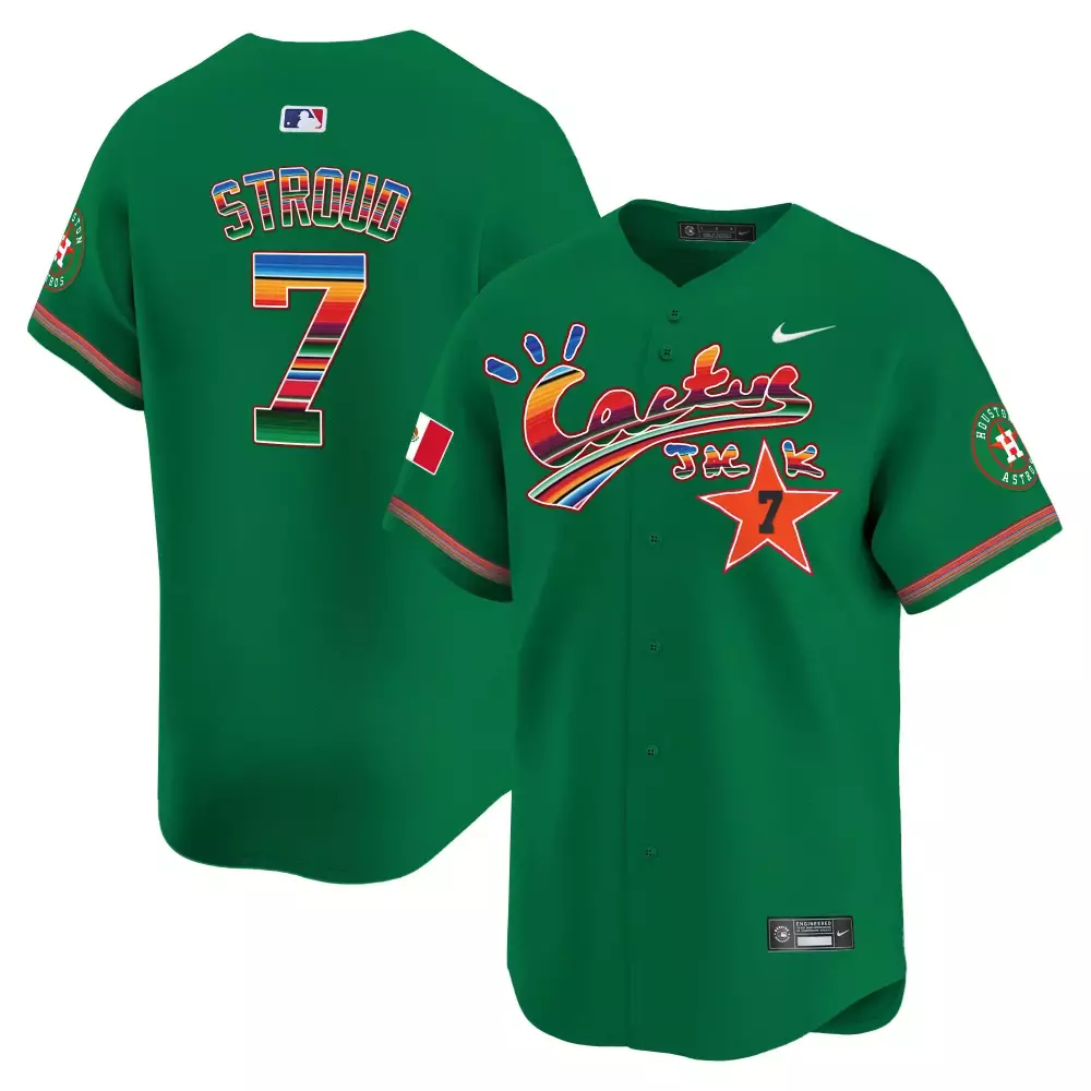 Cj Stroud 7 Houston Astros Jersey Green Cactus Jack Mexican Flag Men Custom Design
