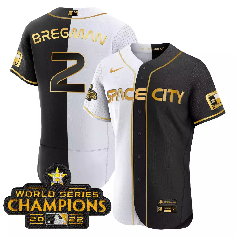 Alex Bregman 2 Houston Astros Jersey Black Space City World Series Champions 2022