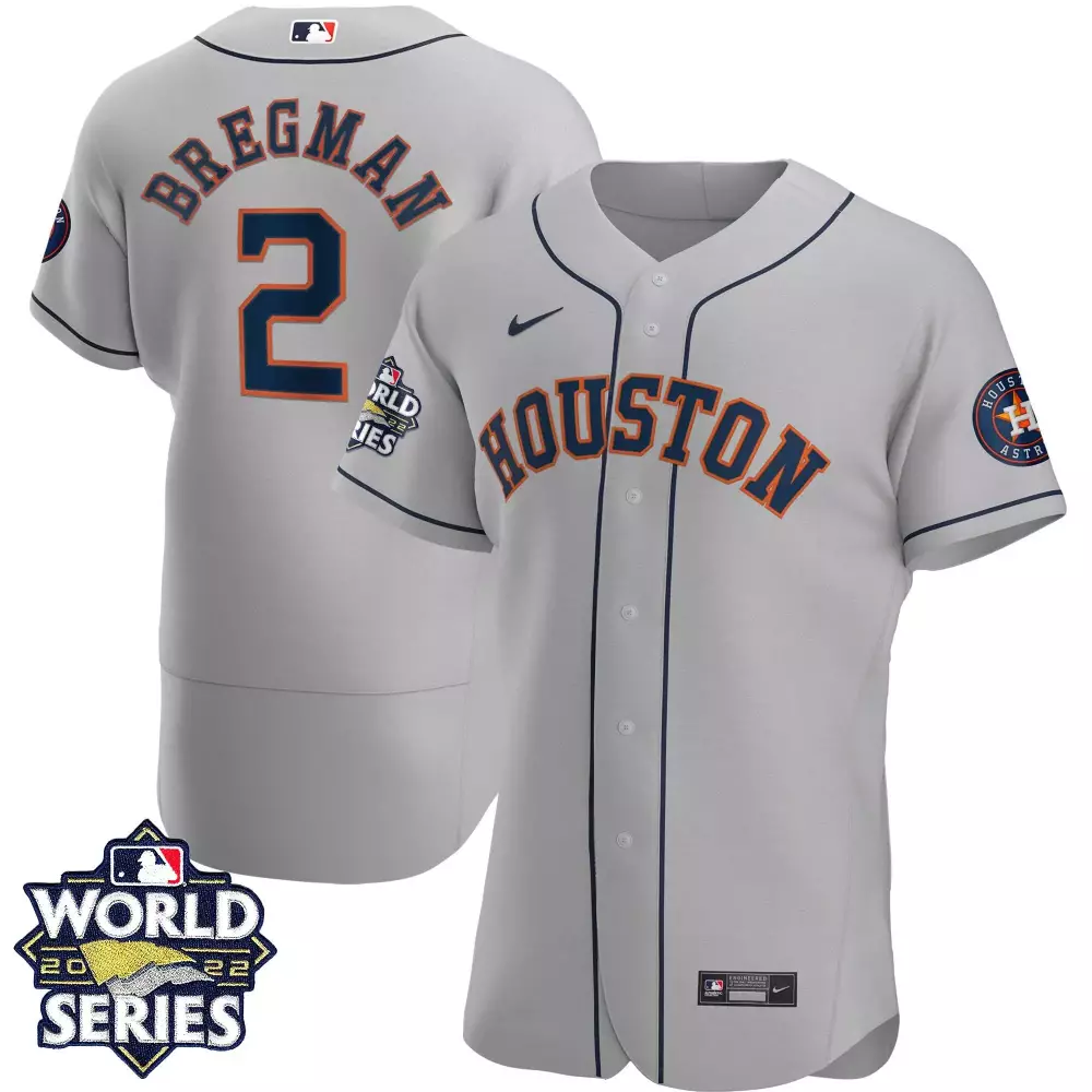 Alex Bregman 2 Houston Astros Jersey Gray World Series 2022 Men Navy Orange All Stitched