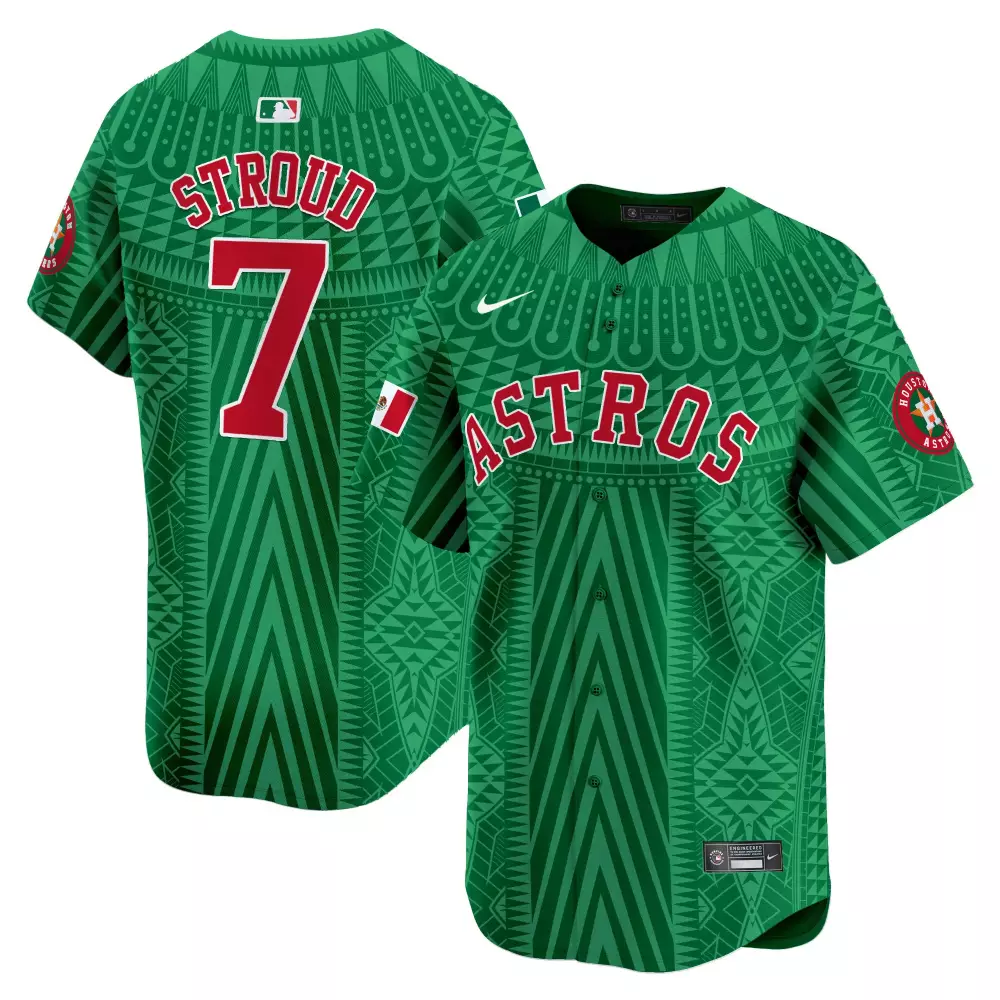 Cj Stroud 7 Astros Jersey Green Mexico Flag Men Alternate Custom Design Red White