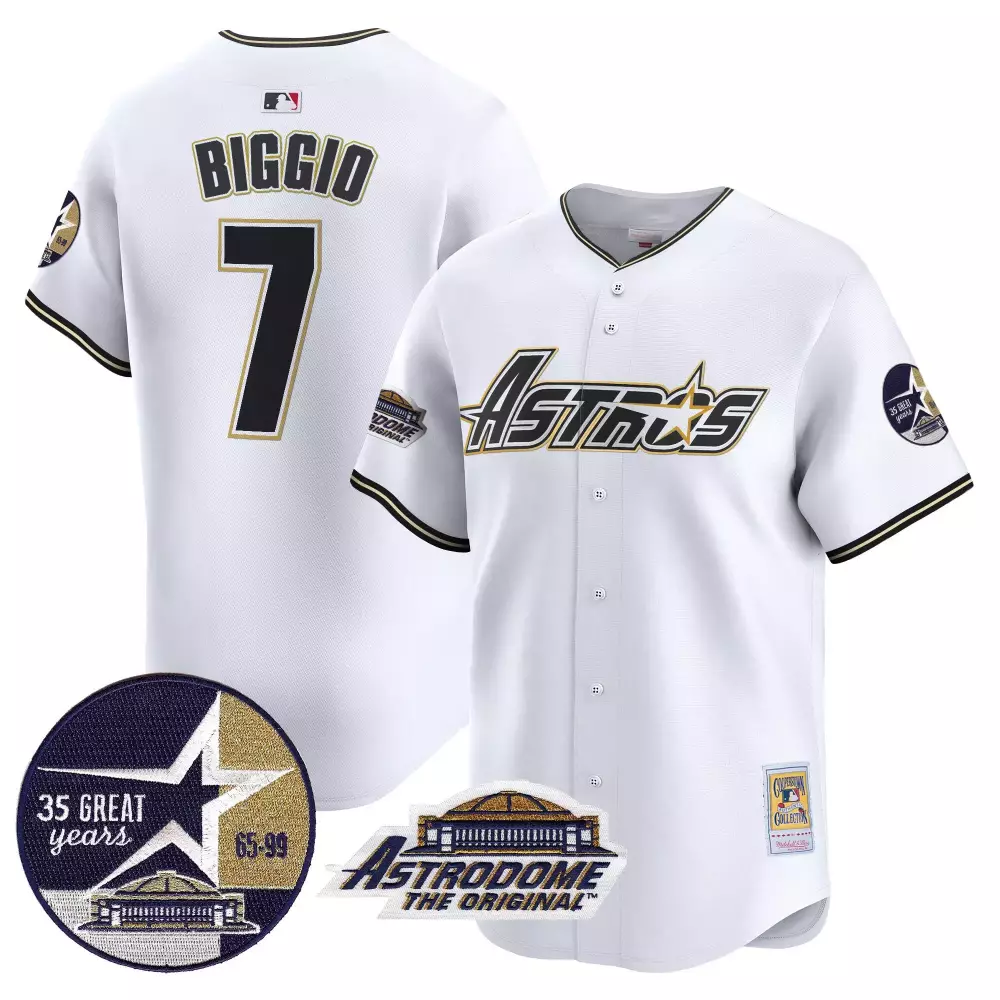Craig Biggio 7 Astros Jersey White Astrodome Collection 35 Great Years Original Men