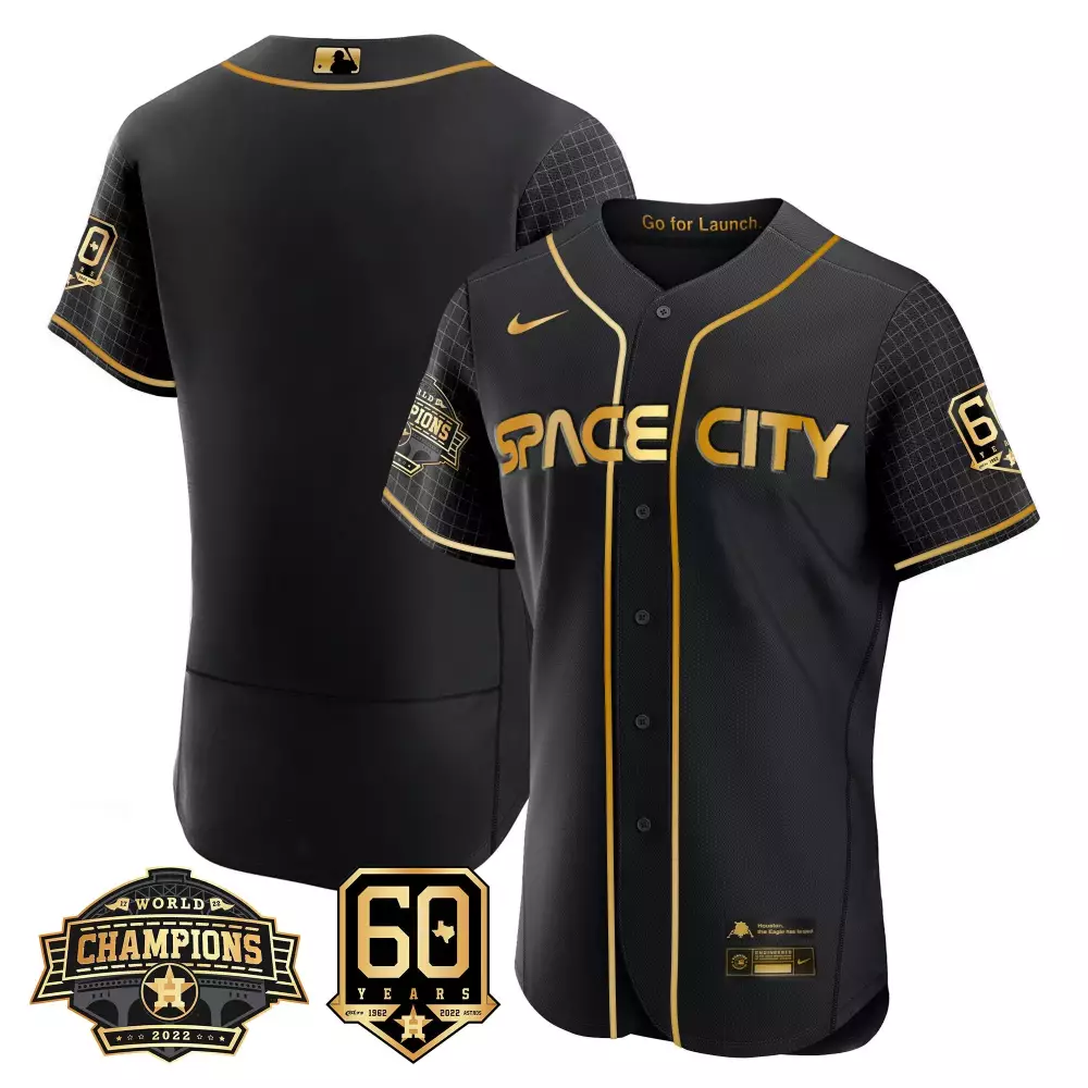 Space City Houston Astros Jersey Black World Champions 2022 60 Years Men Split Design