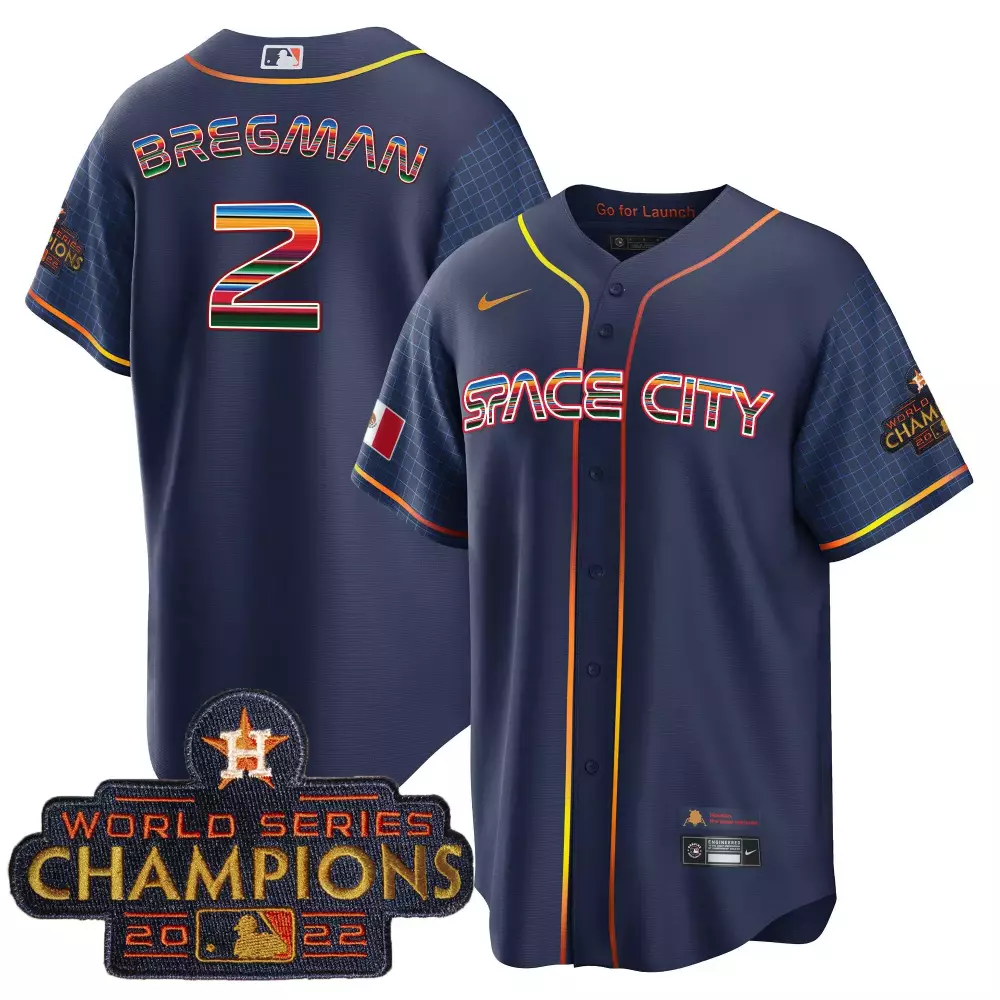 Alex Bregman 2 Houston Astros Jersey Navy World Series Champions 2022 Men Alternate