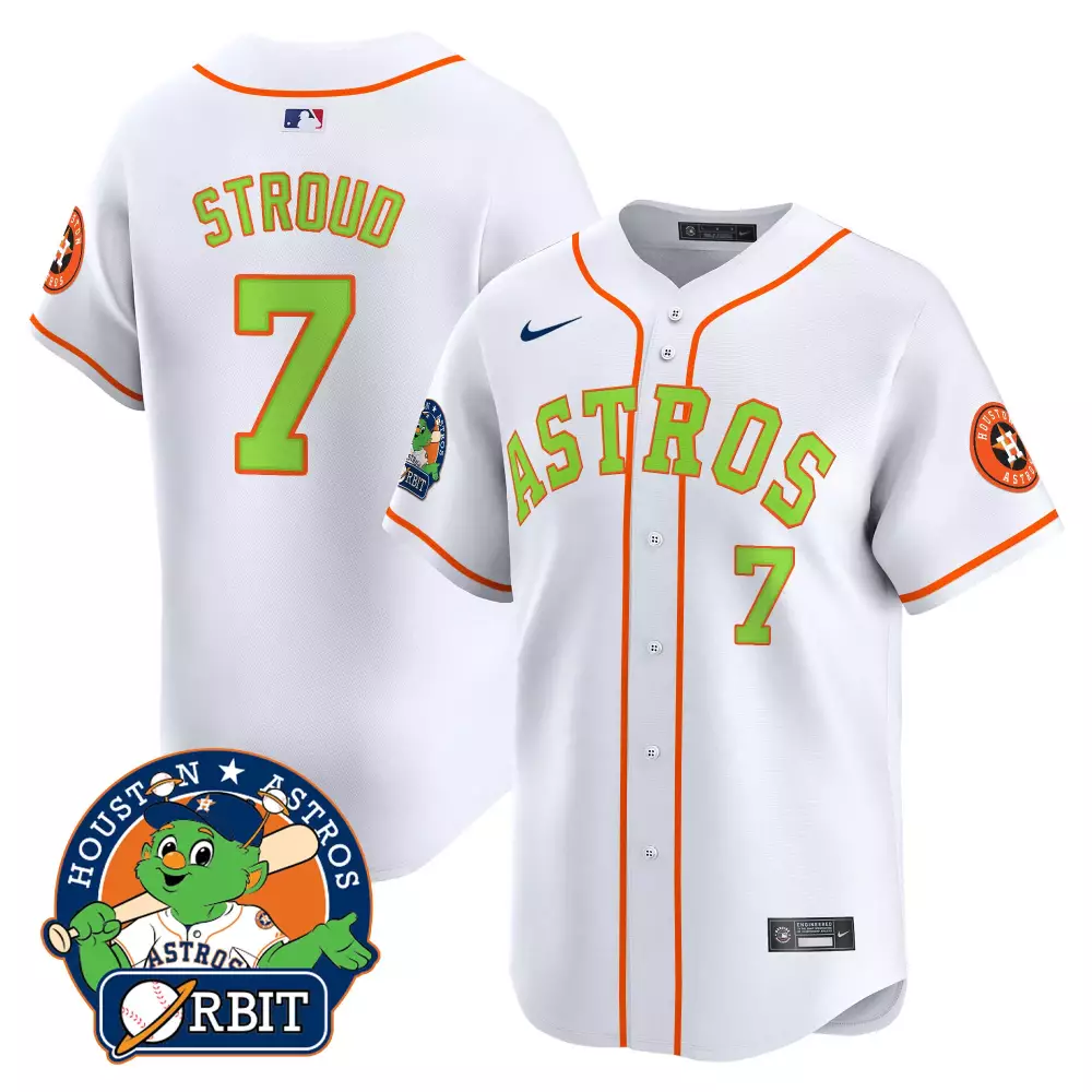Cj Stroud 7 Astros Jersey White Orbit Mascot Houston Men Orange Lime Green Vapor