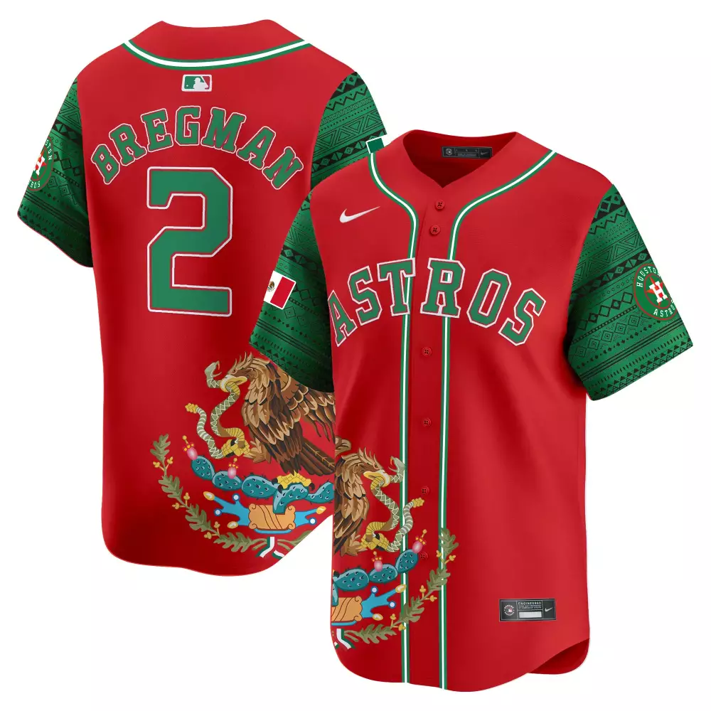 Tucker Aztec 2 Astros Jersey Red Mexico City Series Mexican Flag Men Custom Design