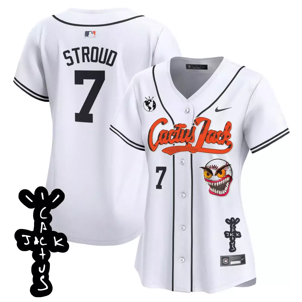 Cj Stroud 7 Houston Astros Jersey White Cactus Jack 2023 Men Black Orange Vapor Premier