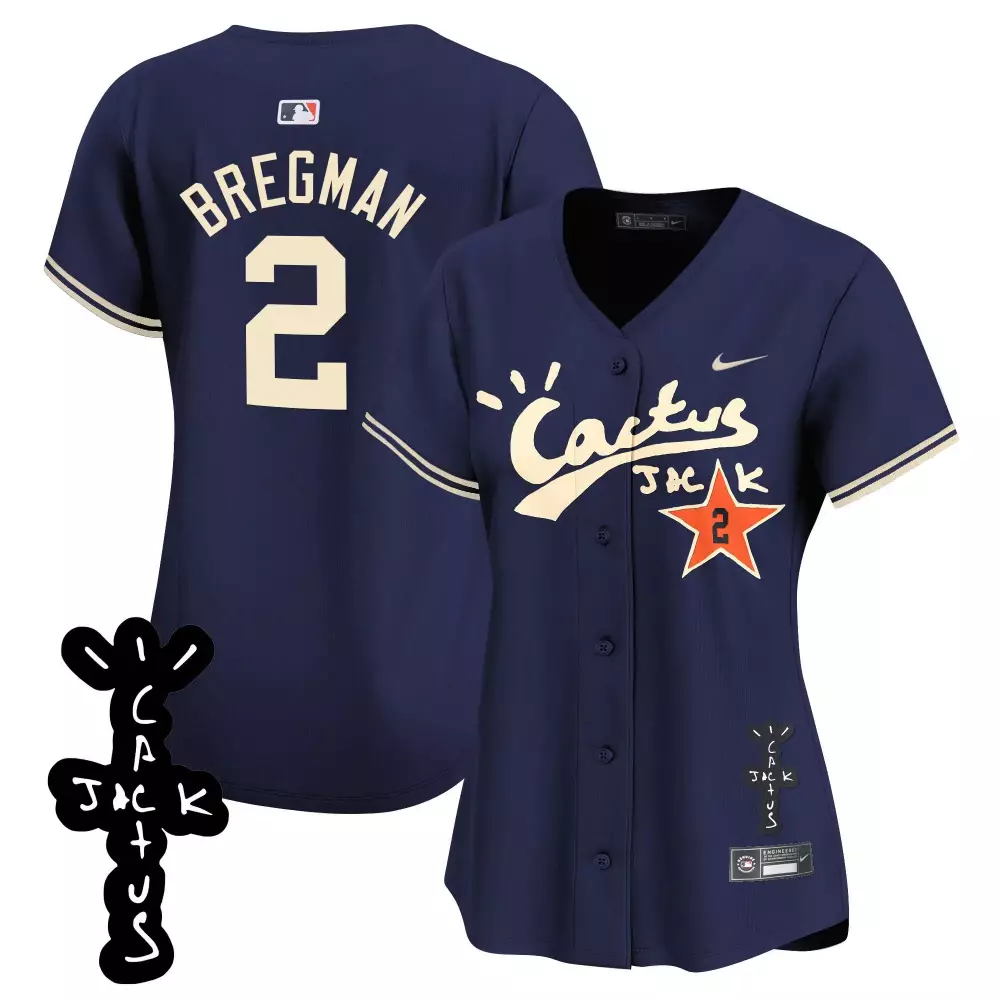 Alex Bregman 2 Houston Astros Jersey Navy Cactus Jack Men Cream Orange Vapor Premier