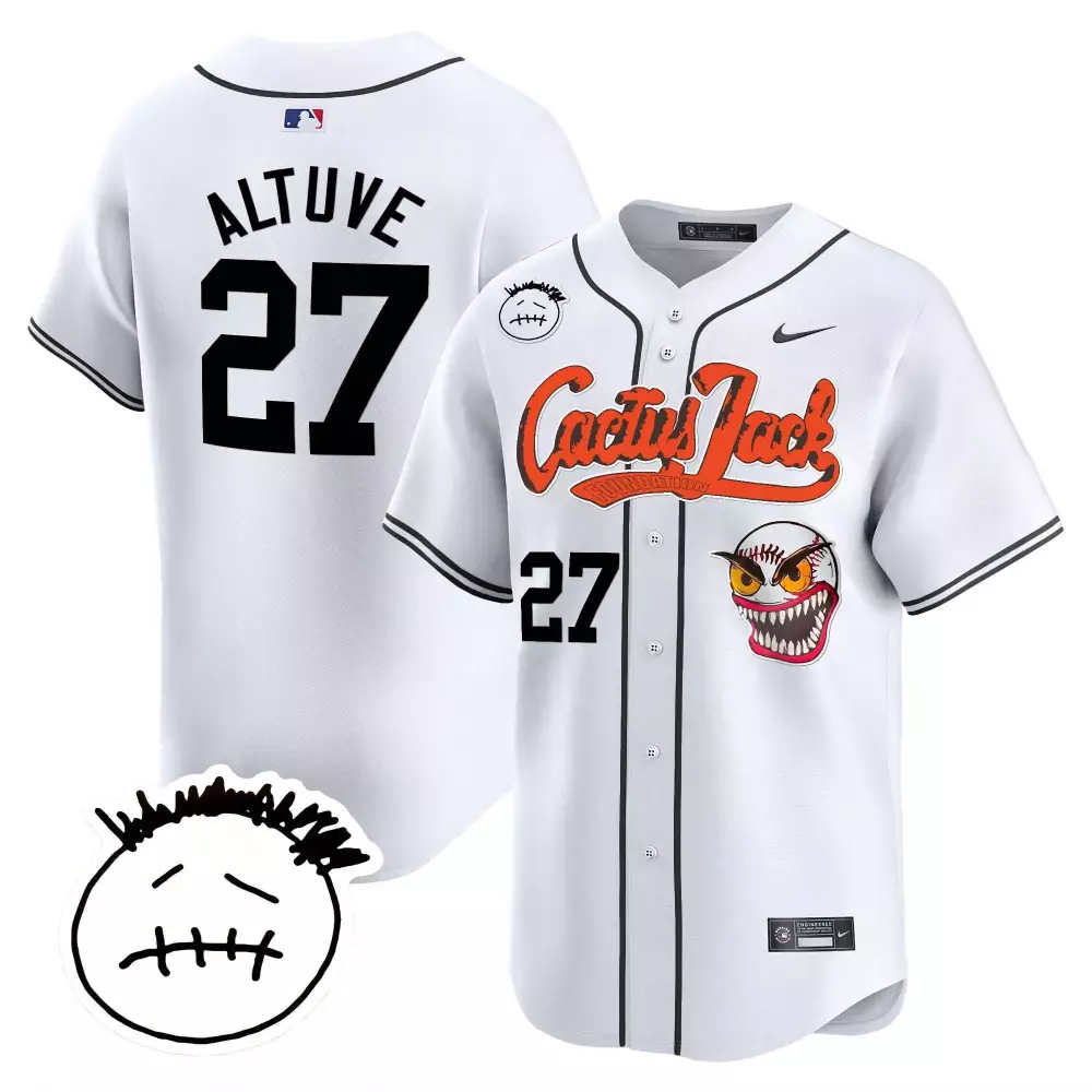 Jose Altuve 27 Houston Astros Jersey White Cactus Jack Men Black Orange Vapor Premier