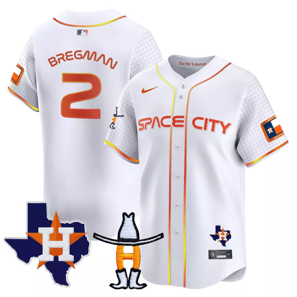 Bergman Space 2 Houston Astros Jersey White City Texas Tx Flag 2024 Men Alternate
