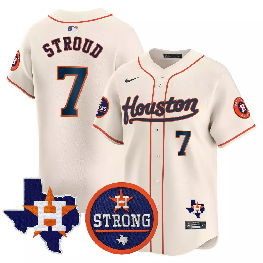 Cj Stroud 7 Houston Astros Jersey Cream Texas Strong Men Navy Blue Orange Vapor Premier