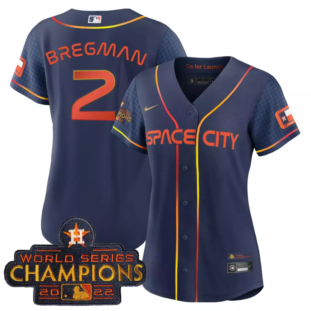 Alex Bregman 2 Houston Astros Jersey Navy Space City World Series Champions 2022