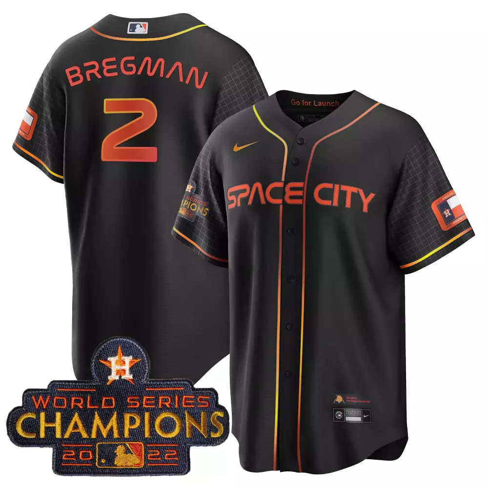 Alex Bregman 2 Houston Astros Jersey Black Space City World Series Champions 2022
