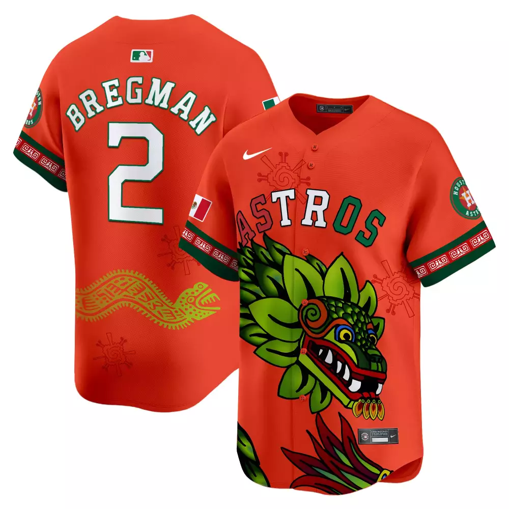 Alex Bregman 2 Astros Jersey Orange Mexico Flag Men City Connect Custom Design Green