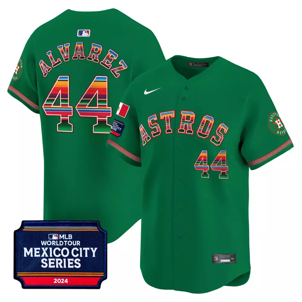 Alvarez Mexico 44 Astros Jersey Green City Series 2024 Men Red Blue Yellow Orange