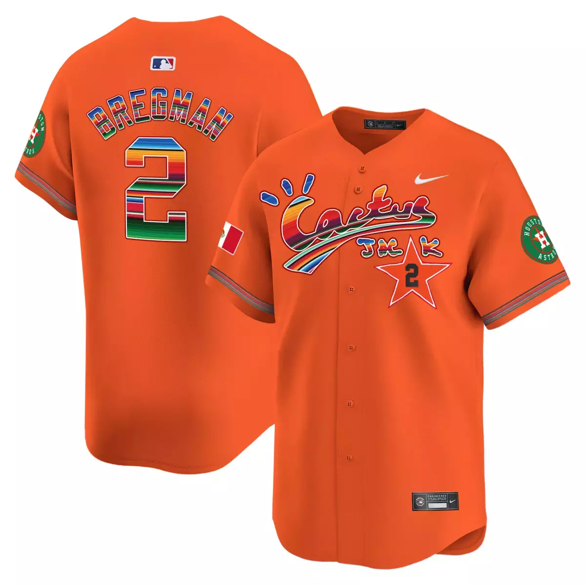 Bregman Mexico 2 Houston Astros Jersey Orange Cactus Jack City Connect Flag 2022