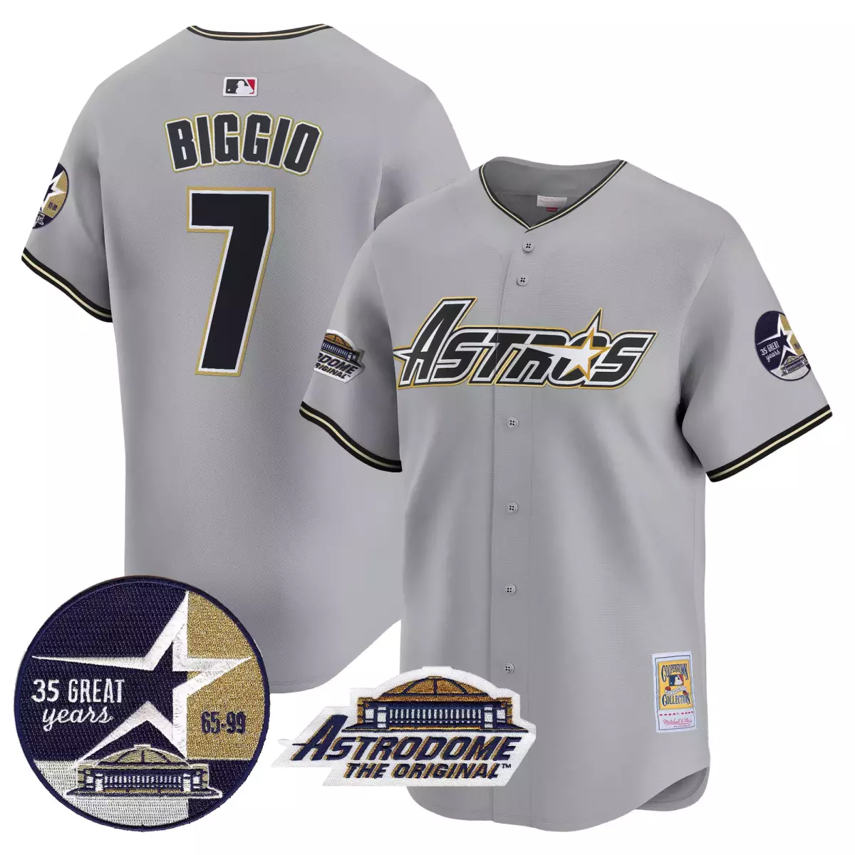 Pinstripe Astrodome 7 Astros Jersey Gray 35 Great Years 65-99 Original Men Navy Gold