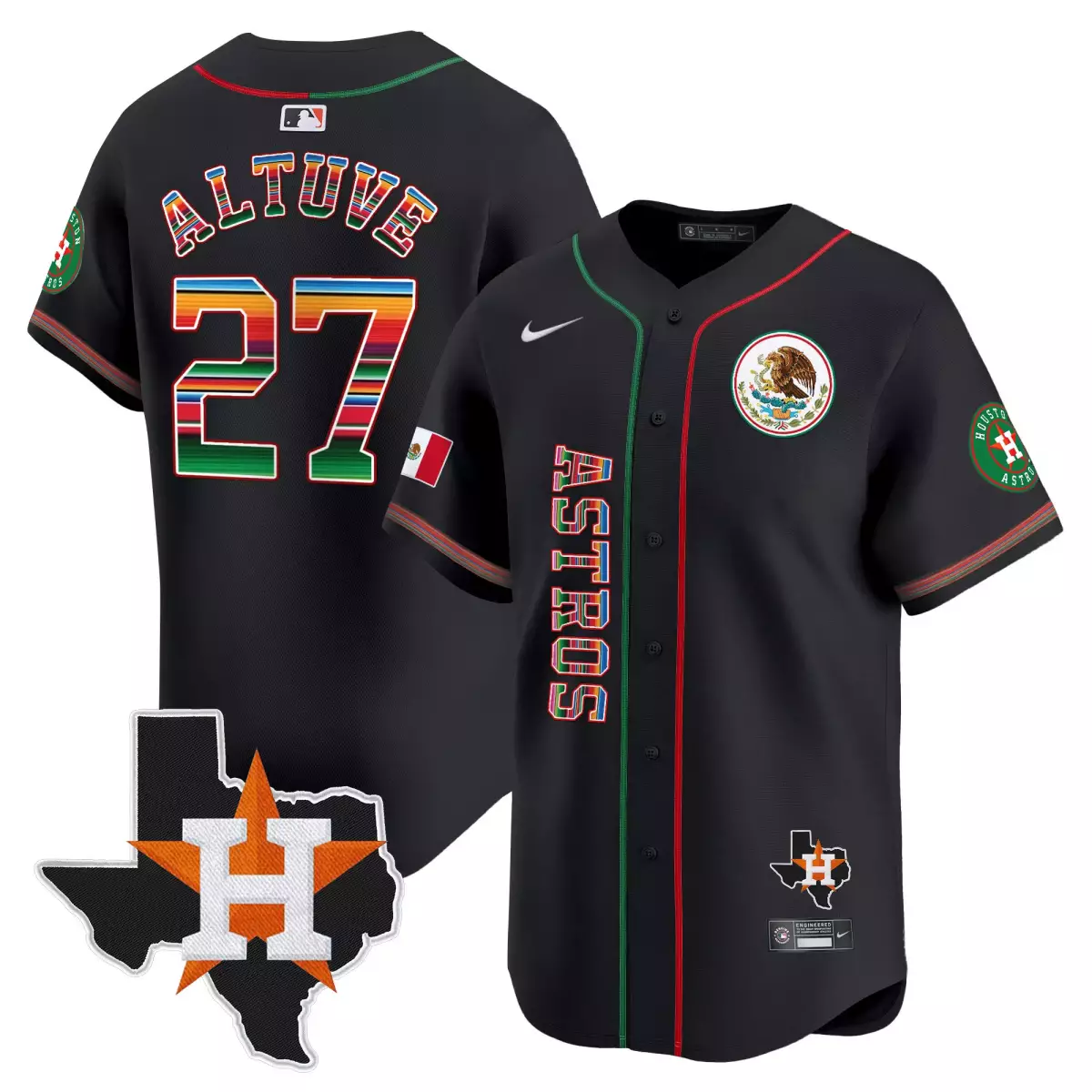 Altuve Mexico 27 Astros Jersey Black Day Flag Houston Star 2023 Men Alternate Custom Design