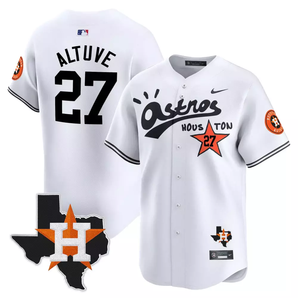 Jose Altuve 27 Astros Jersey White City Connect Houston Texas Star 2023 Men Orange