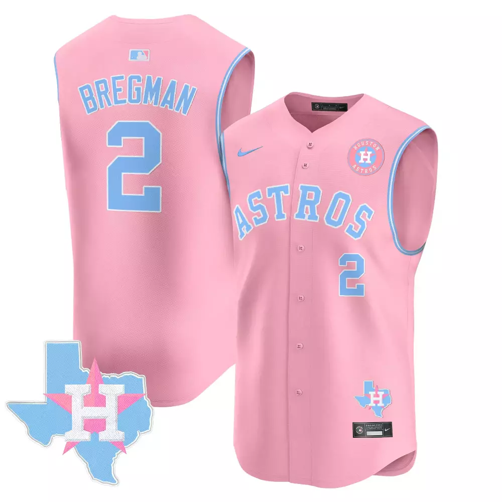 Bregman 2 Astros Jersey Pink Houston Texas State Men Alternate Light Blue White All