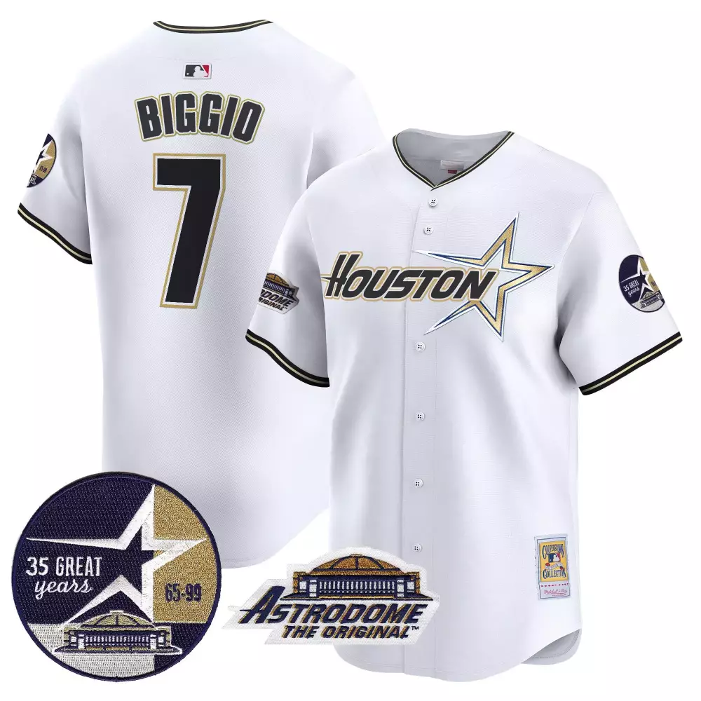 Craig Biggio 7 Houston Astros Jersey White Astrodome Original 35 Great Years 65-99