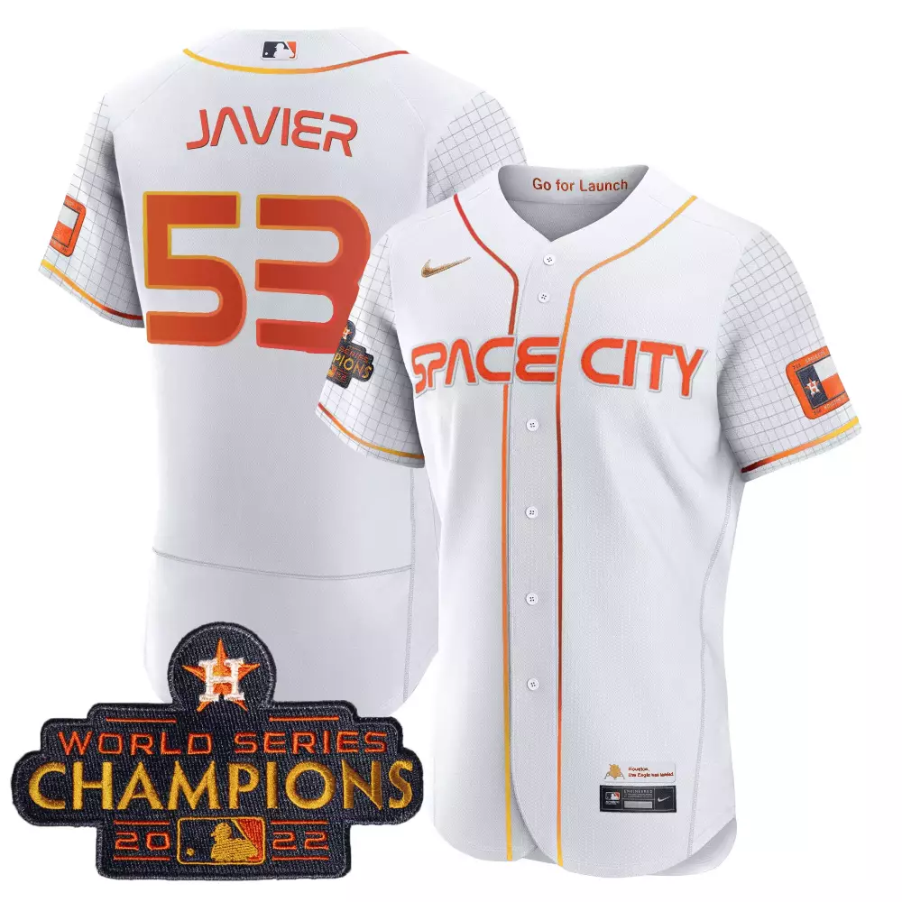 Cristian Javier 53 Houston Astros Jersey White Space City World Series Champions 2022