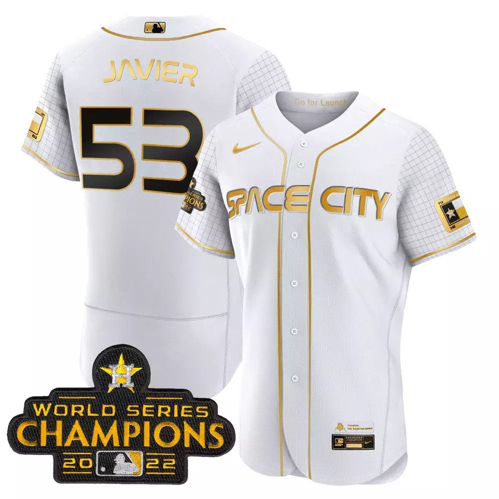 Cristian Javier 53 Houston Astros Jersey White World Series Champions 2022 Star Men