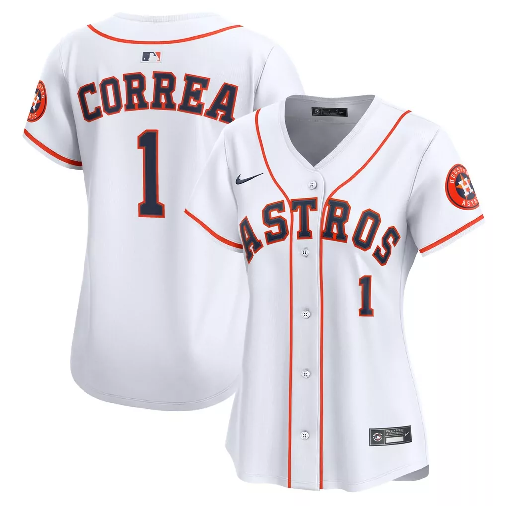 Carlos Correa 1 Houston Astros Jersey White Women Orange Navy Blue Home Limited
