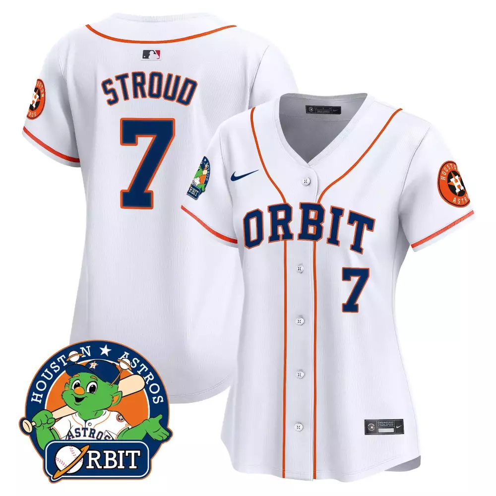 Cj Stroud 7 Houston Astros Jersey White Orbit Mascot Women Orange Navy Blue Vapor