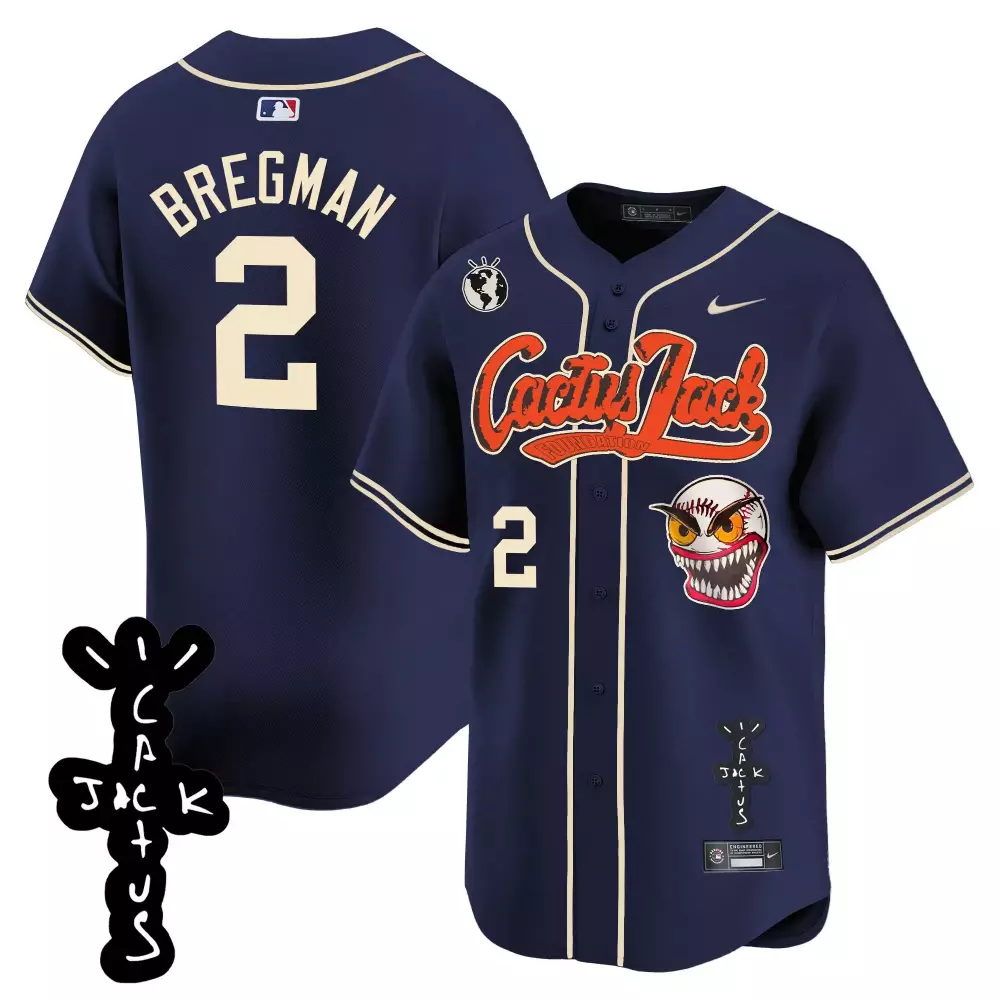 Alex Bregman 2 Houston Astros Jersey Navy Cactus Jack Earth Men Cream Vapor Premier