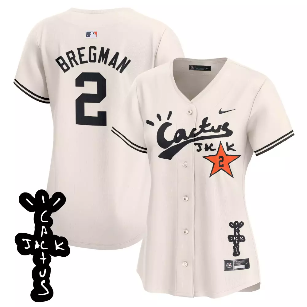 Alex Bregman 2 Houston Astros Jersey Cream Cactus Jack Men Black Stitched Limited