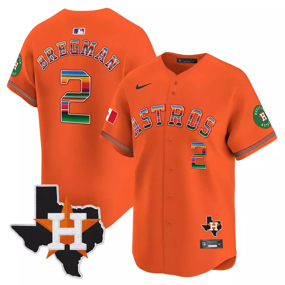 Alex Bregman 2 Astros Jersey Orange City Connect Mexico Flag Texas State Men Alternate