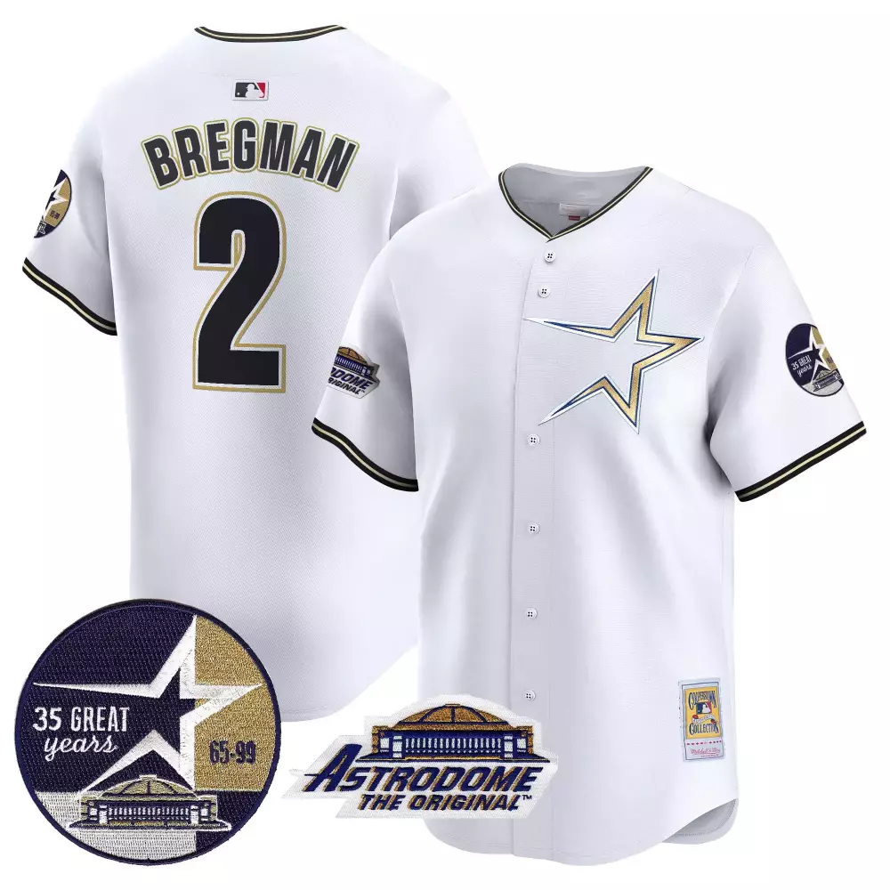 Alex Bregman 2 Astros Jersey White Astrodome Original Men Gold Black Throwback Vapor