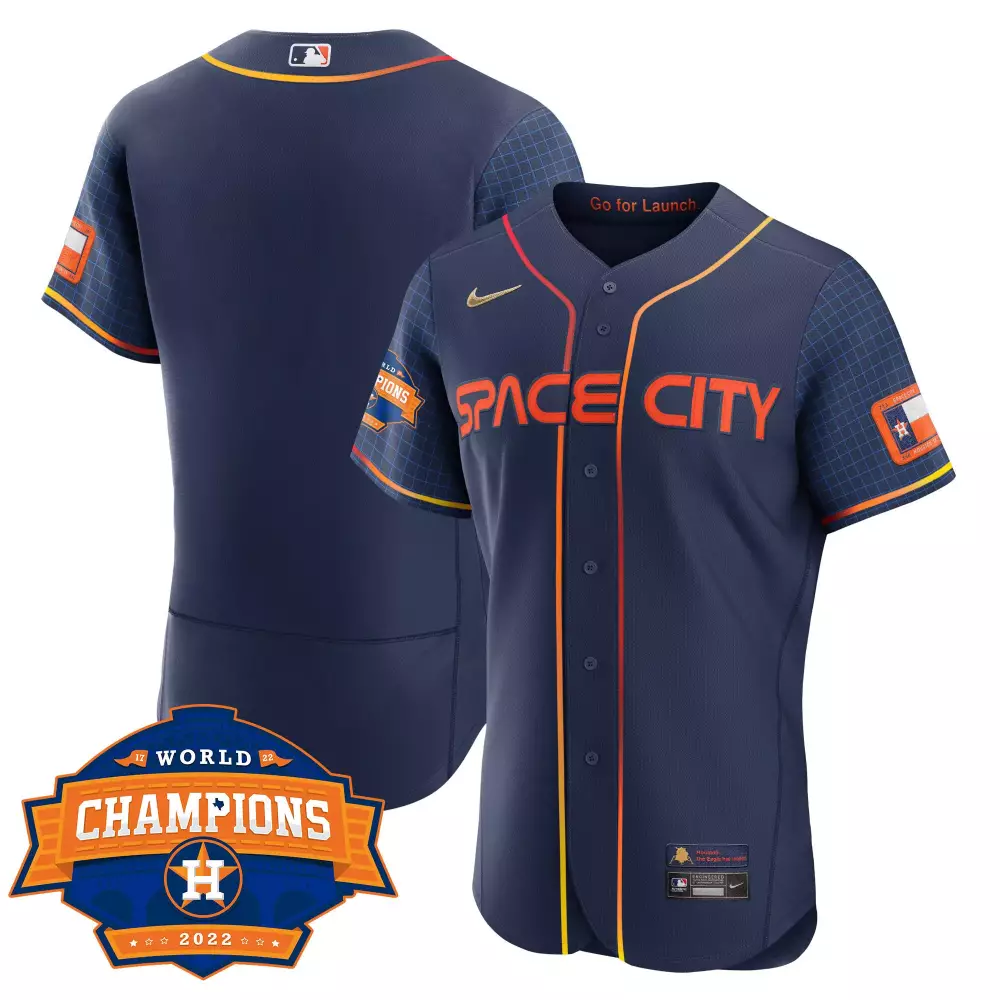 Space City Houston Astros Jersey Navy Connect World Champions 2022 Texas Flag Men