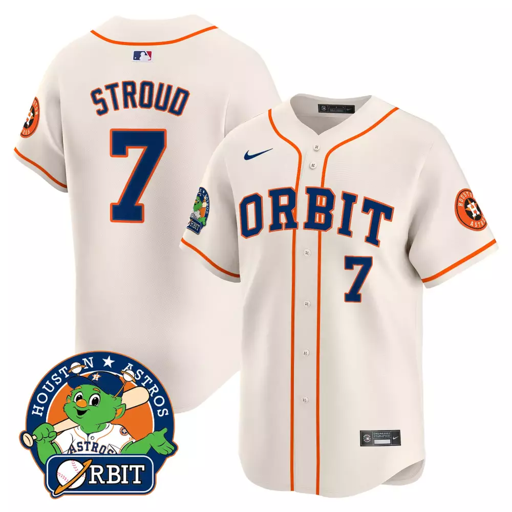 Cj Stroud 7 Houston Astros Jersey White Orbit Mascot Men Alternate Orange Blue Vapor