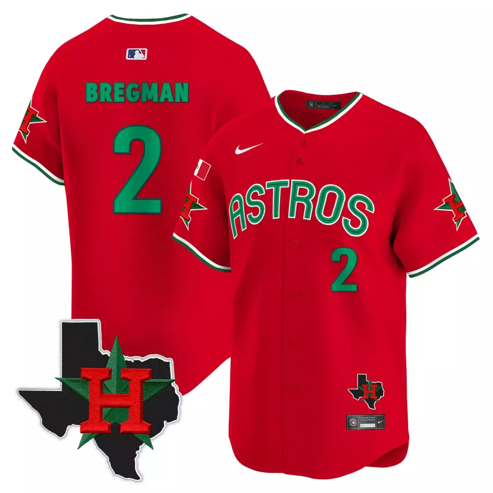 Alex Bregman 2 Astros Jersey Red City Connect Texas 2023 Men Split Design Green White