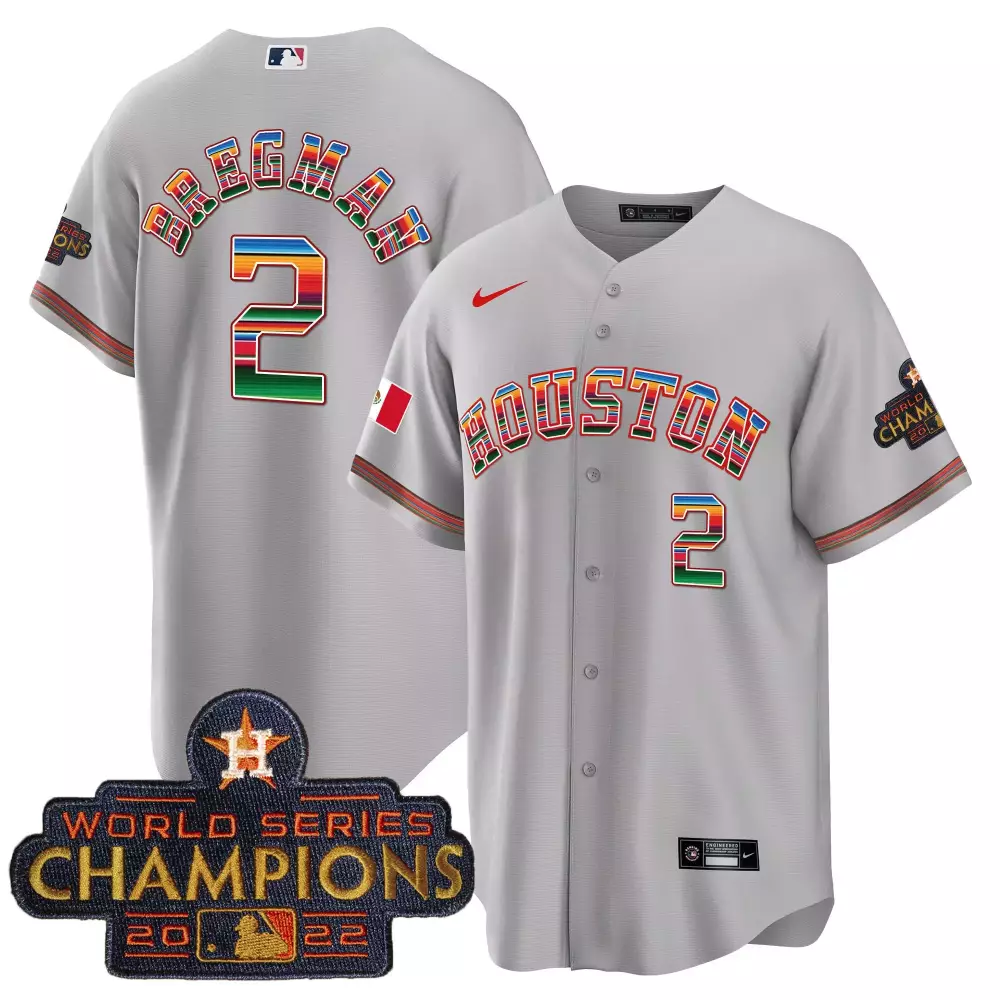 Alex Bregman 2 Houston Astros Jersey Gray World Series Champions 2022 Men Split Custom Design