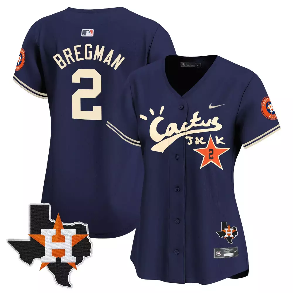 Alex Bregman 2 Astros Jersey Navy Cactus Jack Houston Men Cream Orange Vapor Premier