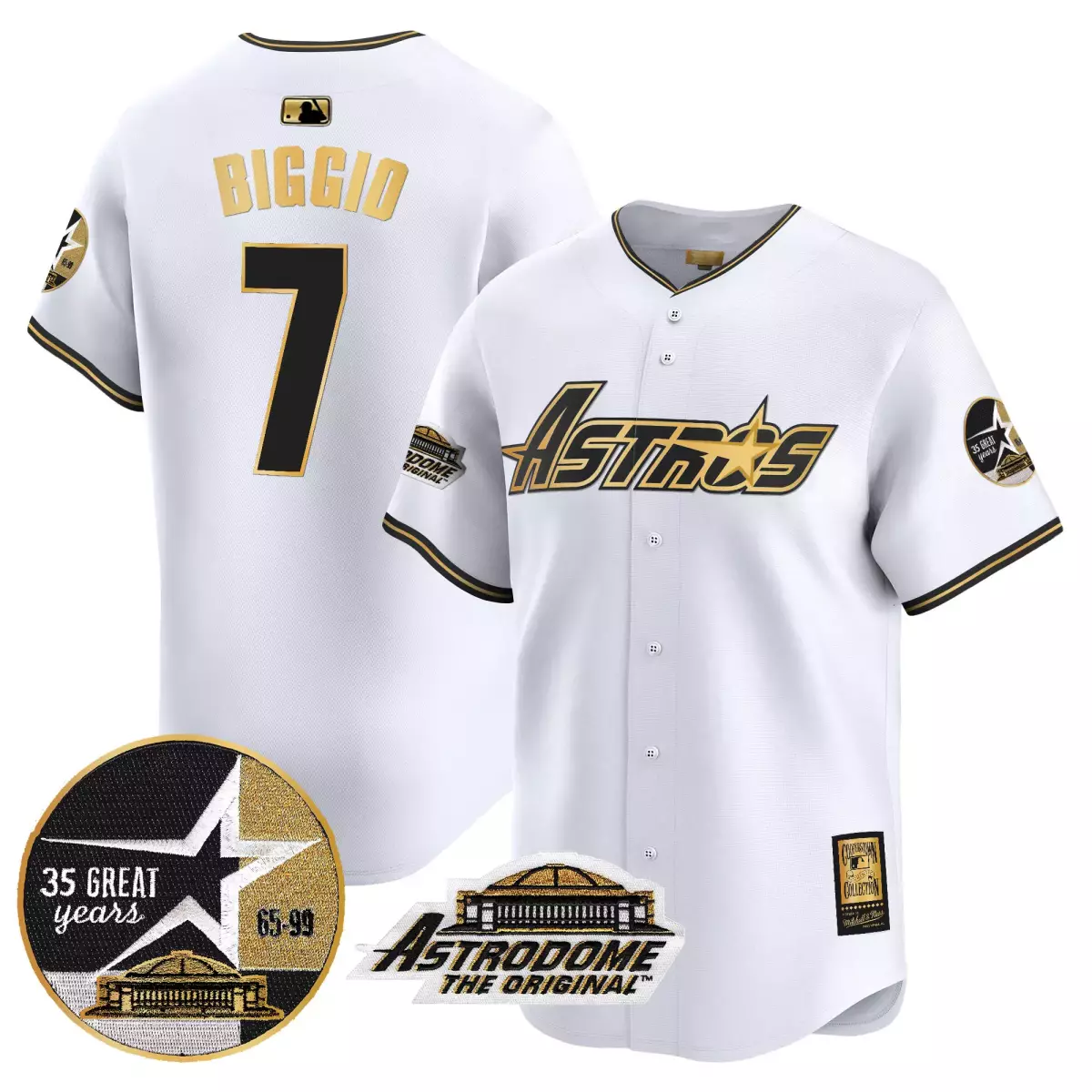 Pinstripe Astrodome 7 Astros Jersey White Original 35 Great Years 65-99 1999 Black